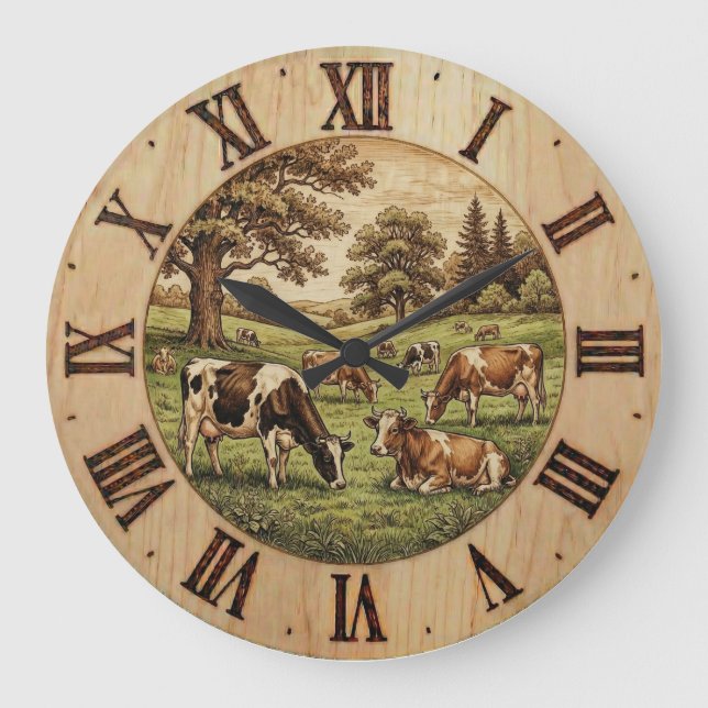 Reloj Redondo Grande Farm Cow - Wall Clock (Anverso)
