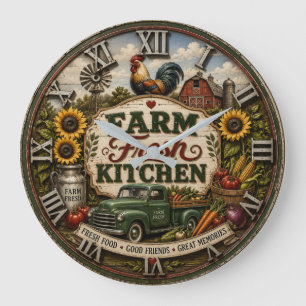 Reloj Redondo Grande Farm Fresh Kitchen Vintage Country Farmhouse