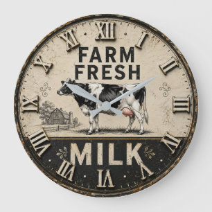 Reloj Redondo Grande Farm Fresh Milk Vintage Dairy Farmhouse