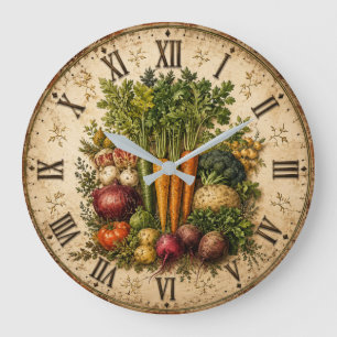 Reloj Redondo Grande Farm Fresh Vegetables Rustic Farmhouse Kitchen