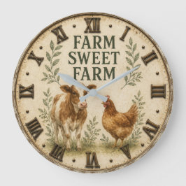 Reloj Redondo Grande Farm Sweet Farm Rustic Farm Animals Farmhouse