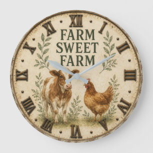 Reloj Redondo Grande Farm Sweet Farm Rustic Farm Animals Farmhouse