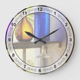 Reloj Redondo Grande Farmacia - Cristalería colorida