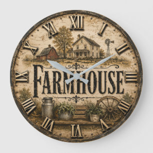 Reloj Redondo Grande Farmhouse Vintage Country Barn