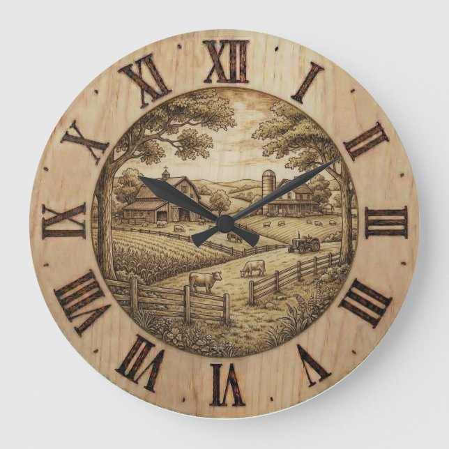 Reloj Redondo Grande Farmhouse Wall Clock (Anverso)