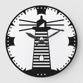 Reloj Redondo Grande Faro de baliza oceánica náutica arte rayado