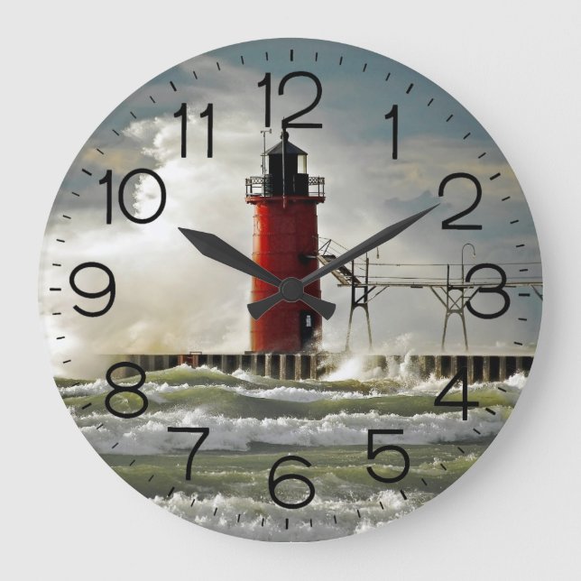 Reloj Redondo Grande Faro del lago Michigan (Anverso)