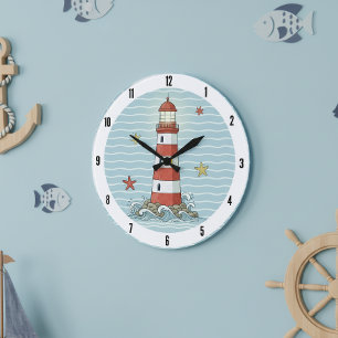 Reloj Redondo Grande Faro Náutico & Estrella de Mar ID1249