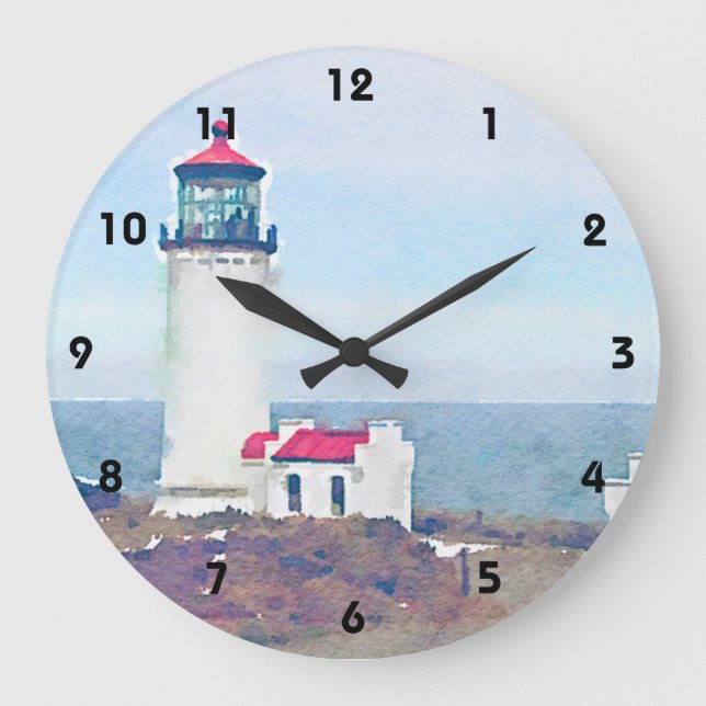 Reloj Redondo Grande Faro principal del norte Ilwaco, impresión de la (Anverso)