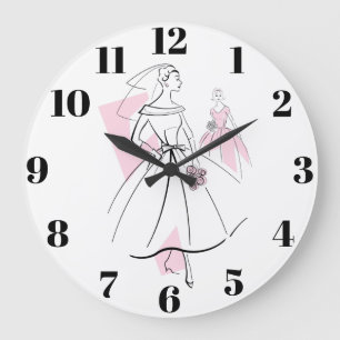 Reloj Redondo Grande Fashion Bride Pink Group numbers clock round