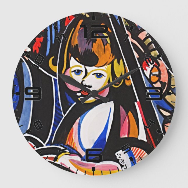 Reloj Redondo Grande Fauvist Child Modern Art Wall Clock (Anverso)