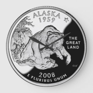 Reloj Redondo Grande Faux Alaska State Quarter The Great Land Grizzly