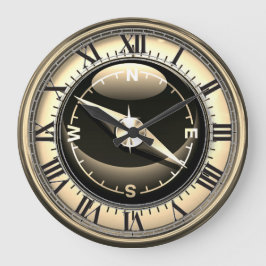 Reloj Redondo Grande Faux Compass Clock