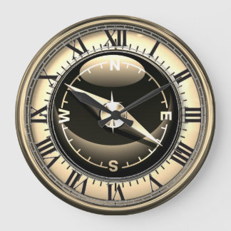 Reloj Redondo Grande Faux Compass Clock