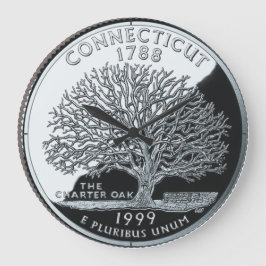 Reloj Redondo Grande Faux Connecticut State Quarter Charter Oak Tree