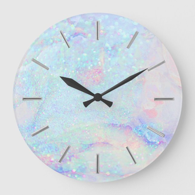 Reloj Redondo Grande faux glitter marble art  (Anverso)
