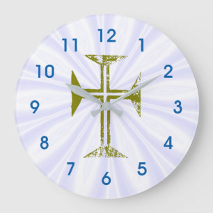 Reloj Redondo Grande Faux Gold Destruido Look Cross White Streaks