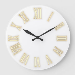 Reloj Redondo Grande Faux Gold Metallic Números romanos mínimos de or