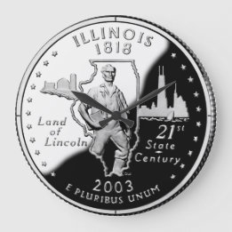 Reloj Redondo Grande Faux Illinois State Quarter
