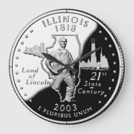 Reloj Redondo Grande Faux Illinois State Quarter