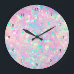 Reloj Redondo Grande FAUX iridescent opal effect Large Clock<br><div class="desc">FAUX holographic opal clock,  the iridescence is only simulated</div>