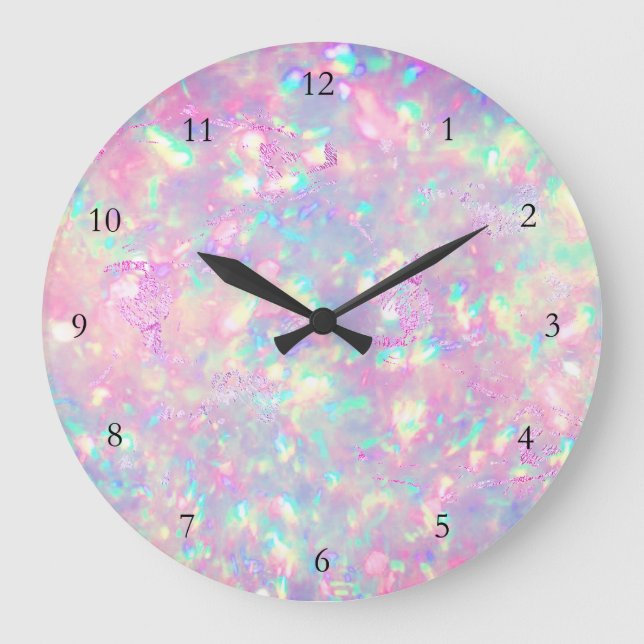 Reloj Redondo Grande FAUX iridescent opal effect Large Clock (Anverso)