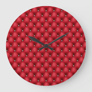 Reloj Redondo Grande FAUX luxurious leather red wall clock