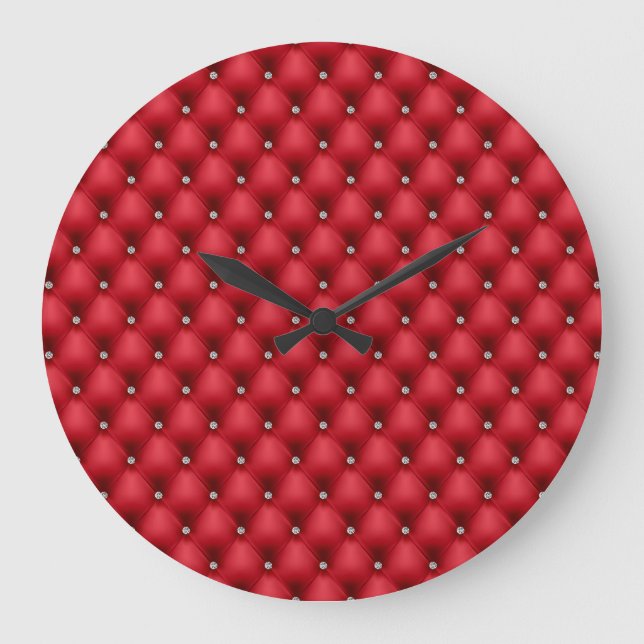 Reloj Redondo Grande FAUX luxurious leather red wall clock (Anverso)