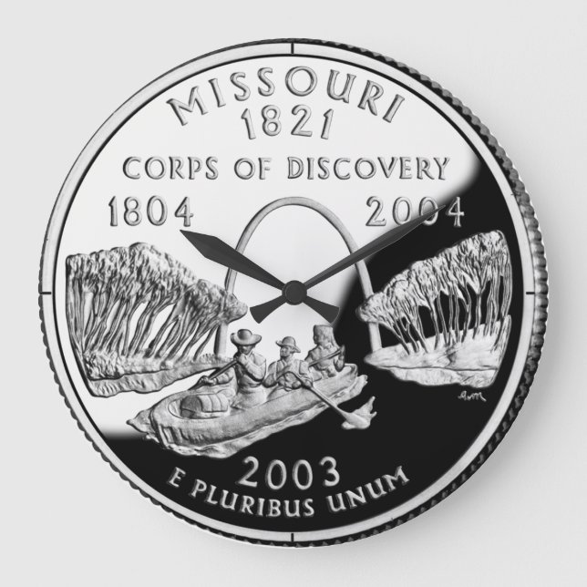Reloj Redondo Grande Faux Missouri State Quarter Clock (Anverso)