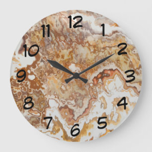 Reloj Redondo Grande Faux Onyx Stone Look Decorativo