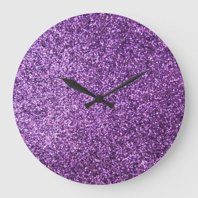 Reloj Redondo Grande Faux Purple Purpurina (Anverso)