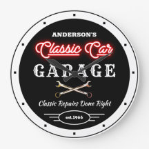 Faux Red Neon Classic Car Garage Cualquier nombre 