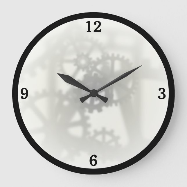 Reloj Redondo Grande Faux Transparent Gears (Anverso)