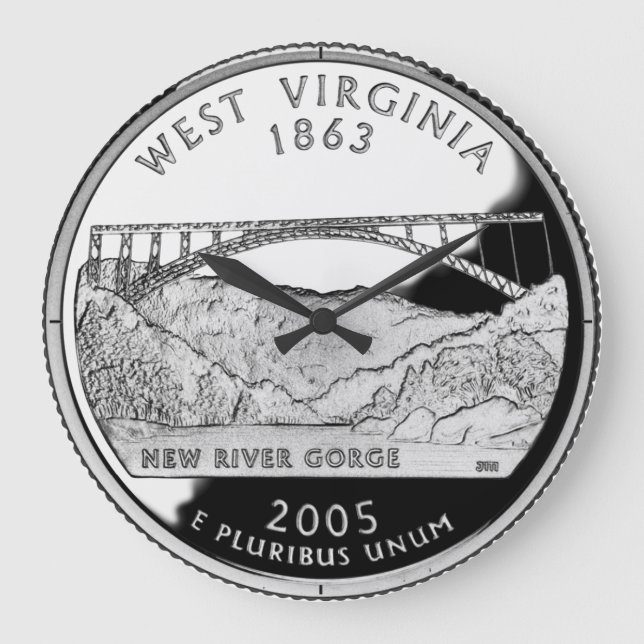 Reloj Redondo Grande Faux West Virginia State Quarter (Anverso)