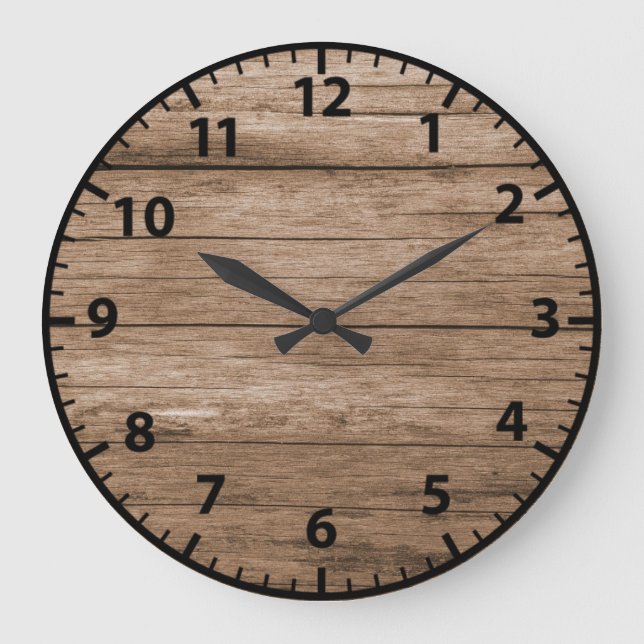 Reloj Redondo Grande Faux Wood Grain Oak (Anverso)