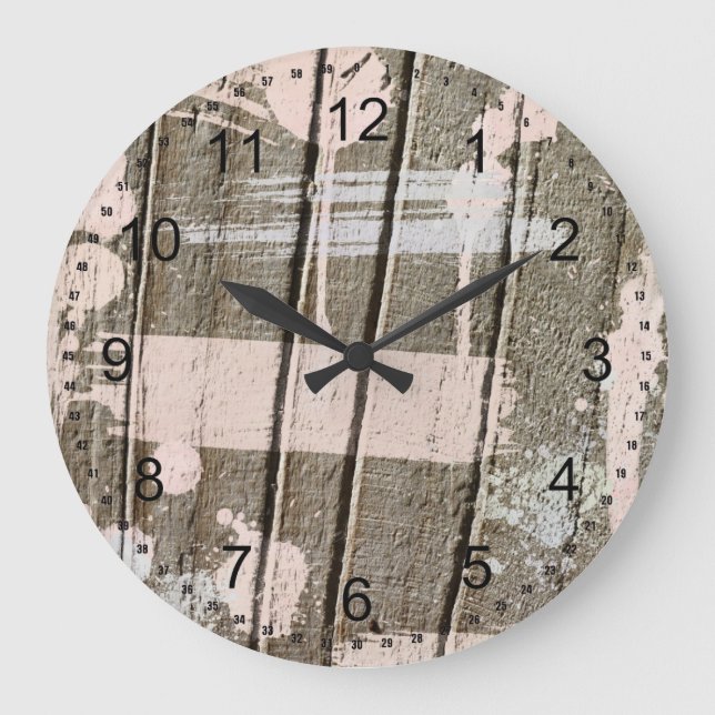 Reloj Redondo Grande Faux Wood rosada (Anverso)
