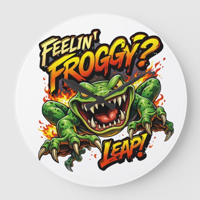 Reloj Redondo Grande Feelin' Froggy?  Leap! Angry frog clock (Anverso)