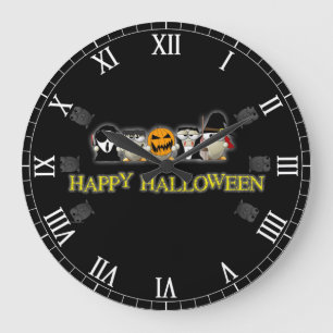 Reloj Redondo Grande Felices amigos de Halloween