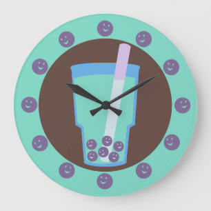 Reloj Redondo Grande Felices burbujas de té de Boba