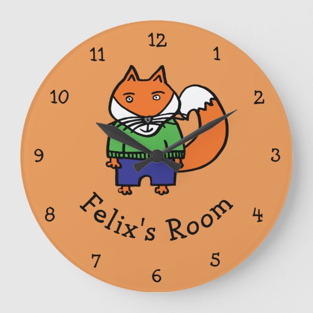 Reloj Redondo Grande Felix el Zorro Personalizado (Anverso)
