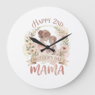 Reloj Redondo Grande Feliz 2do Día de las Madres Mamá para Hombres Muje