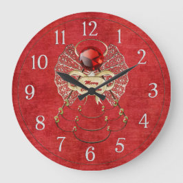 Reloj Redondo Grande Feliz Ángel de Navidad - Rojo
