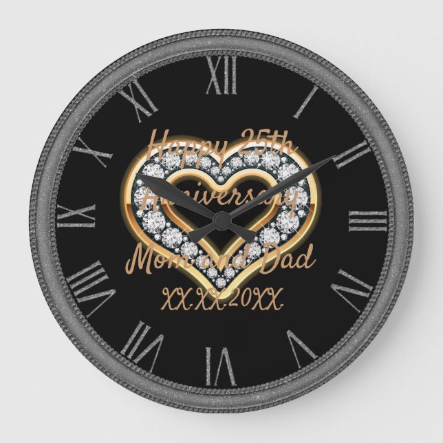 Reloj Redondo Grande Feliz aniversario (Anverso)