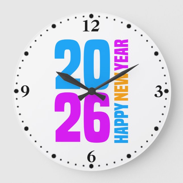 Reloj Redondo Grande Feliz Año Nuevo 2026-34568 (Anverso)