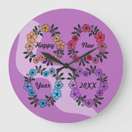 RELOJ REDONDO GRANDE FELIZ AÑO NUEVO 20XX PERSONALIZADO Y LUMINOSAS DE 