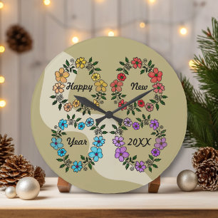 RELOJ REDONDO GRANDE FELIZ AÑO NUEVO 20XX PERSONALIZADO Y LUMINOSAS DE