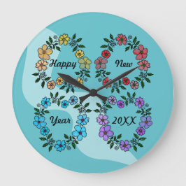 RELOJ REDONDO GRANDE FELIZ AÑO NUEVO 20XX PERSONALIZADO Y LUMINOSAS DE 