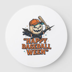 Reloj Redondo Grande Feliz béisbol Ween Vintage Halloween béisbol Des