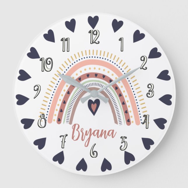 Reloj Redondo Grande Feliz Boho Arcoiris moderno Moda de moda mínima (Anverso)