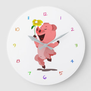 Reloj Redondo Grande Feliz cerdo